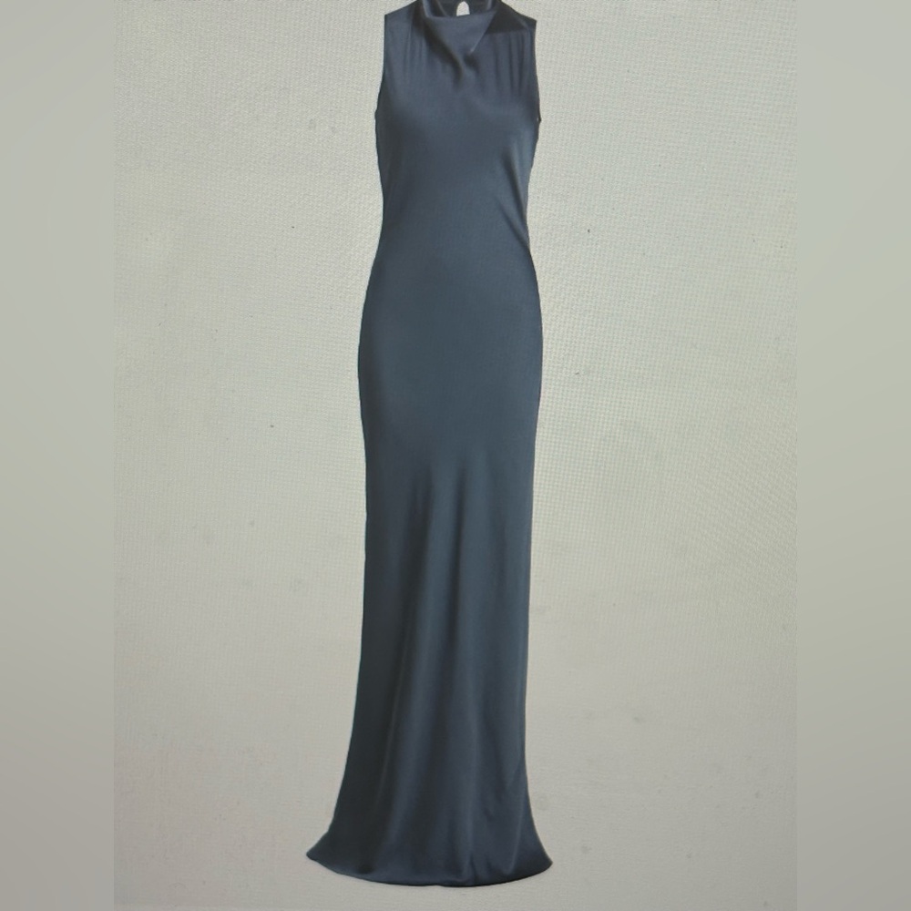 Veronica Beard Kura Blue Cowl Neck Dress, Long, Sleeveless